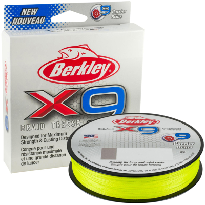 Леска плетеная Berkley X9 150M Яркожелтая 0,08mm 7,6kg