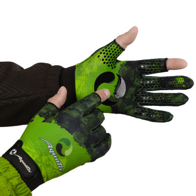 Перчатки демисезонные без пальцев Aquatic ПЧ-11 Softshell (цвет Camo Lime Khaki, размер L, печать AQ)