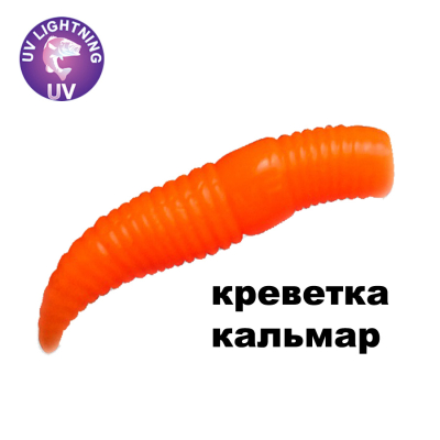 Силиконовая приманка Crazy Fish MF Baby Worm 1.2" 65-30-77-7 креветка+кальмар цв. toxic orange (токсичный оранжевый)