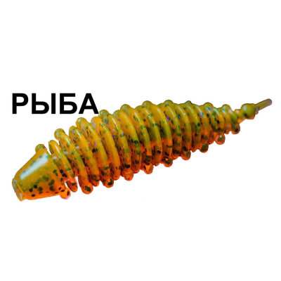 Мягкая приманка Boroda Baits Ayra Magnum цв. Оранжевый с чёрн. блёстками,  аттр. "Рыба", 5 шт./уп.
