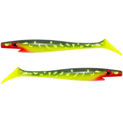 Силиконовая приманка Strike Pro Pig Shad Jr, 200 мм, 50 гр, цвет: Hot Pike (уп./2шт.) (SP-172C#KG2)