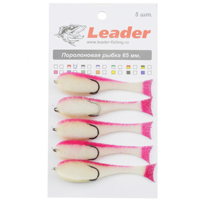 Поролоновая рыбка Leader 65 мм. кр. 4 бело-красная