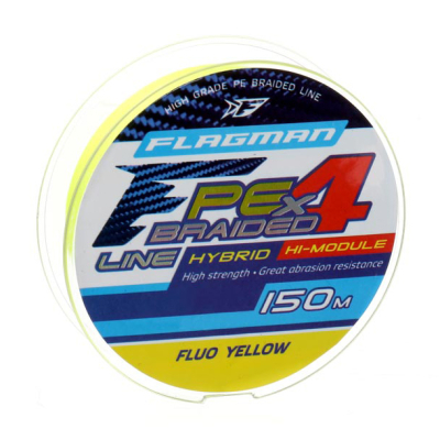 Шнур Flagman PE Hybrid F4 150м Fluo Yellow 0.16mm