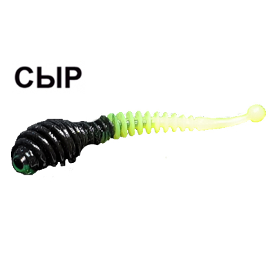 Силиконовая приманка Boroda Baits Antares Junior Double Color цв. Чёрный/Лимон,  аттр. Сыр, 8 шт./уп.