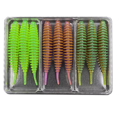 Силиконовая приманка МикроDжиг 3-х набор Tanta 2.0" 50мм цвет Машинное Масло-Лох-Лайм