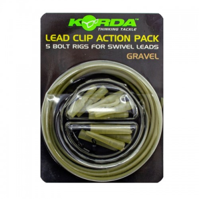 Набор безопасная клипса Korda Lead Clip Action Pack Gravel KLCAPG