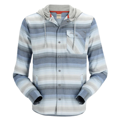 Рубашка Simms Santee Flannel Hoody, Navy/Storm/Steel Blue Stripe, XL