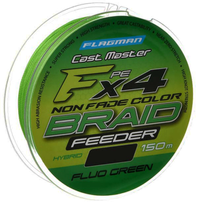 Шнур Flagman Cast Master Feeder Braid F4 150м Fluo Green 0,18мм 11,3кг 25lb