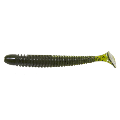 Силиконовая приманка Kaida Salmon 3.5" 9cm 4g Green Pumpkin-7tails HT#002