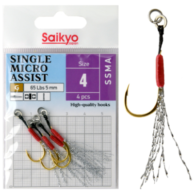 Крючки Saikyo SINGLE MICRO ASSIST SSMA №4 (4 шт)