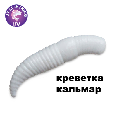 Силиконовая приманка Crazy Fish MF Baby Worm 1.2" 65-30-59-7-EF креветка+кальмар цв. white (белый)