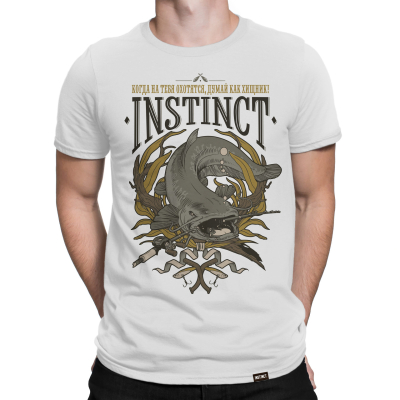 Футболка Instinct "Сом", белая XXL