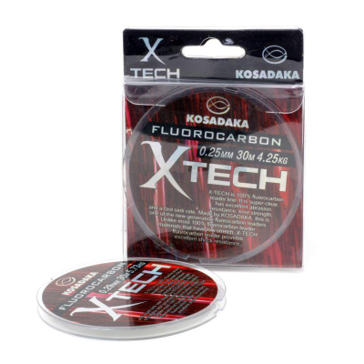 Леска флюорокарбон Kosadaka X-Tech 30м 0,19мм  LXTC019T