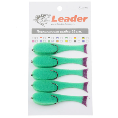 Поролоновая рыбка Leader 65 мм. кр. 4 зеленая