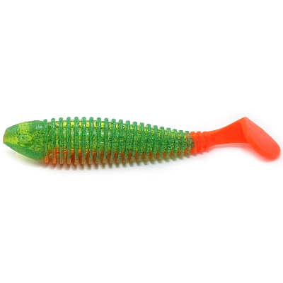 Силиконовая приманка Boroda Baits Shemaya 180мм цвет ЗЕЛЁНЫЙ/ЯРКО-ОРАНЖЕВЫЙ (Green/Fire Orange)