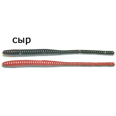 Мягкая приманка MicroFishing Trout Worm 2,25" - 12шт. Черно-красный (двухцветка) Сыр