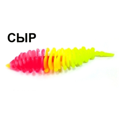 Мягкая приманка Boroda Baits Ayra Double Color цв. Ярко-розовый/Лимон, аттр. Сыр, 8 шт./уп.