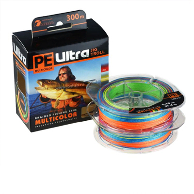 Шнур PE Aqua Ultra Multicolor Jig Troll 300m 0.60mm