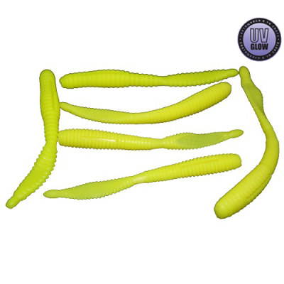 Силиконовая приманка Zombie SET W (Набор червей) цвет Yellow chartreuse (Жёлтый шартрез) UV