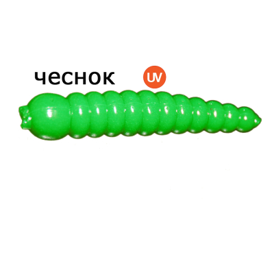 Мягкая приманка MicroFishing Личинка 3.5 см - 10шт. Зеленый (Ультрафиолет) Чеснок