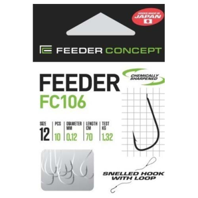 Крючки с поводком FC FEEDER сер. FC106 70см, разм.010, 0,14мм 10шт.
