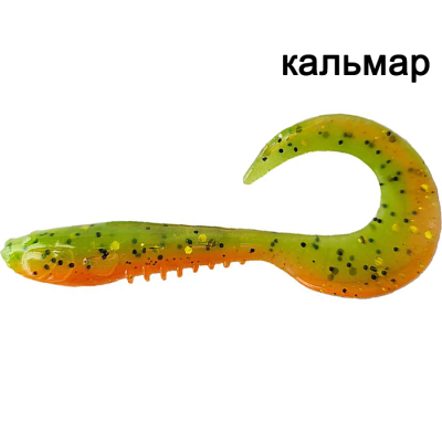Силиконовая приманка Crazy Fish King Tail 2.5" 27-65-5d-6 кальмар цв. orange-chart (оранж-шартрес)