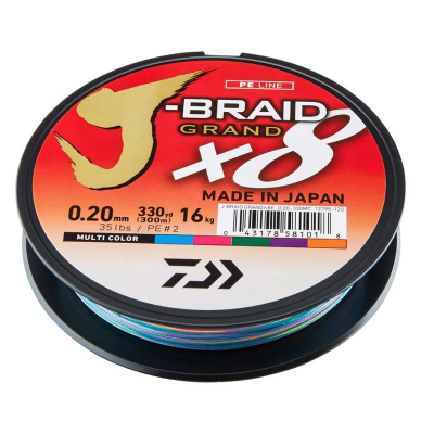 Леска плетеная Daiwa J-Braid Grand X8E 300m Multi Color 0.13mm