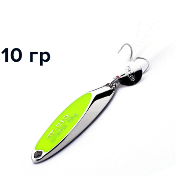 Блесна GT-BIO Super Bevel c мухой, 5.3см, 10гр, серебро с желтым