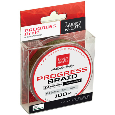 Леска плетеная Lucky John Progress Braid Green 100m 0.13mm