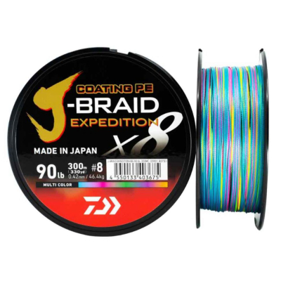 Леска плетёная Daiwa J-Braid Expedition × 8A 150m Multi Color 15lb