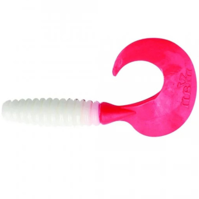 Силиконовая приманка Yaman Pro Spiral 5" цвет #05 - White red tail (уп.5 шт)