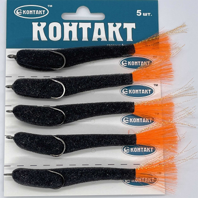 Поролоновая рыбка Контакт (прижатый двойник) 8см черная (1лист*5шт)	
