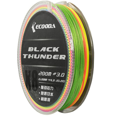 Шнур ECOODA Black Thunder PEX8 200 м (#3.0 0.28мм 44Lb 20.2кг) 5 цветный