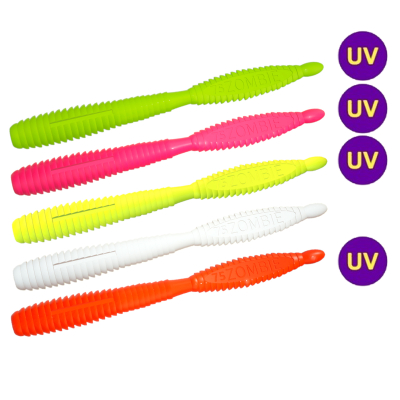Силиконовая приманка Zombie ZWorm (Червь) цвет mix5x2 (white#01, lemon#03, orange#04, pink#07, chartreuse#13), floating