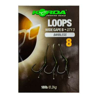 Поводок готовый Korda Loop Rigs DF Wide Gape Barbless №8 18lb безбородый KCR125
