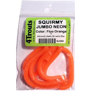 Сверхподвижные неоновые червячки Squirmy Jumbo Neon (4Trouts), Флуо Оранж, D=5mm