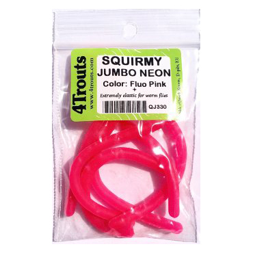 Сверхподвижные неоновые червячки Squirmy Jumbo Neon (4Trouts), Флуо Розовый, D=5mm 