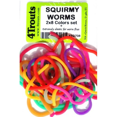 Сверхподвижные червячки Squirmy Worms (4Trouts) Набор 2 шт по 8 цветов, D=2mm