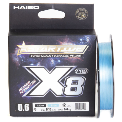 Леска плетёная Haibo Startide PE PROx8 150m blue # 0.6 0.10mm 5.4kg
