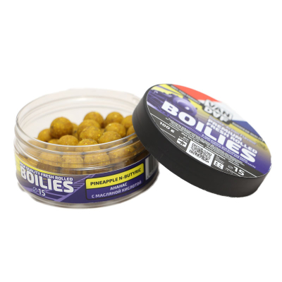 Бойлы Van Daf Pineapple N-Butyric - Ананас, 15мм, желтый, 100г.