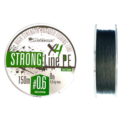 Плетеный шнур Mottomo Strong Line PE Dark Green 150m #0.6/4kg