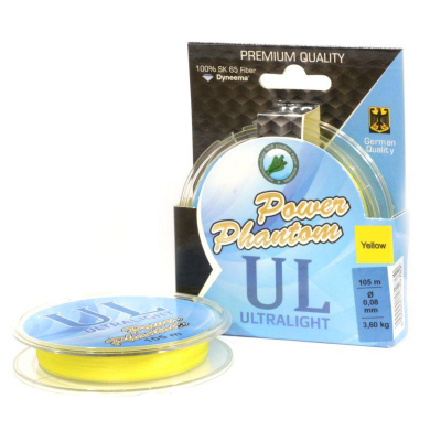 Шнур Power Phantom 6x, UltraLight, 105м, желтый, 0,08мм, 3,6кг