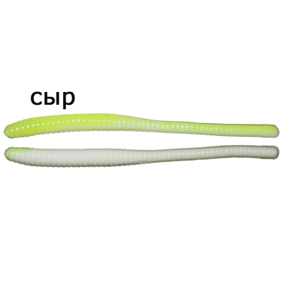 Мягкая приманка MicroFishing Trout Worm 2,25" - 12шт. Белый-шартрез (двухцветка) Сыр
