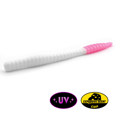 Силиконовая приманка Rampage Trout Hunting Dying Worm 3.1" цв. #090 - White / Bubble Gum UV