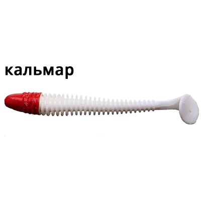 Силиконовая приманка Crazy Fish Vibro Worm 4'' 75-100-59RH-6 кальмар цв. white (красная голова/белый)