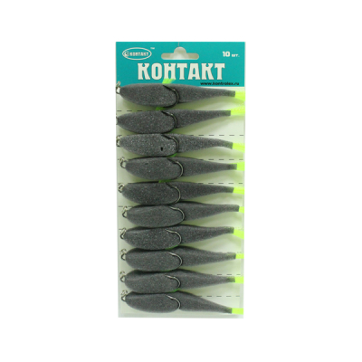 Поролоновая рыбка Контакт (двойник) с цветн плавниками 12 см. серая