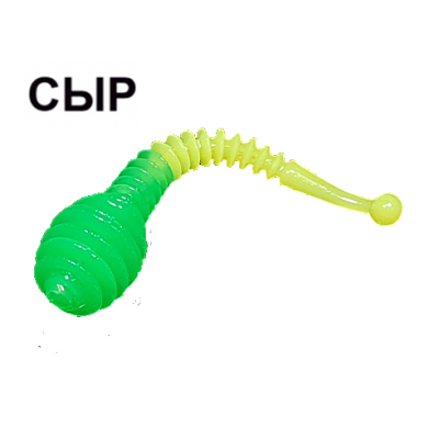 Силиконовая приманка Boroda Baits Antares Junior Double Color цв. Зелёный/Лимон,  аттр. Сыр, 8 шт./уп.