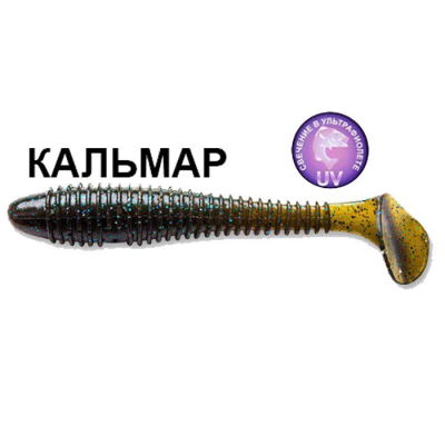 Силиконовая приманка Crazy Fish Vibro Fat 4" 14-10-42-6 кальмар цв. green pumpkin bl. (зеленая тыква син.)