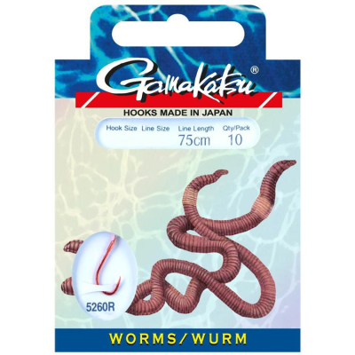 Крючок Gamakatsu Hook BKD-5260R Red Worm 75см №08 d0.20