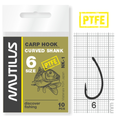 Крючок Nautilus Carp Curved Shank NK-1PTFE № 6
